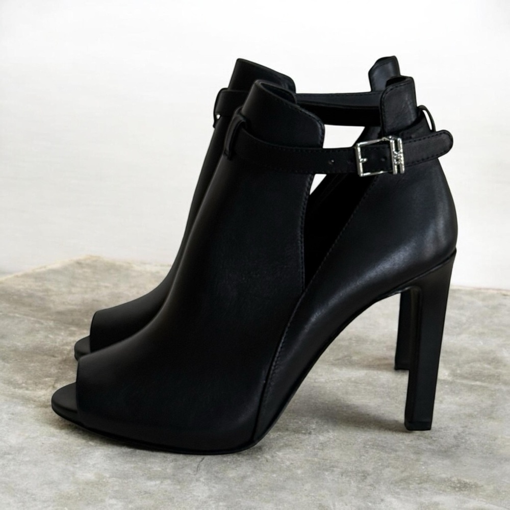 NWOT Michael Kors Black Lawson Open Toe Stiletto Heel Ankle Boots Booties! Sz 6 - Picture 8 of 12